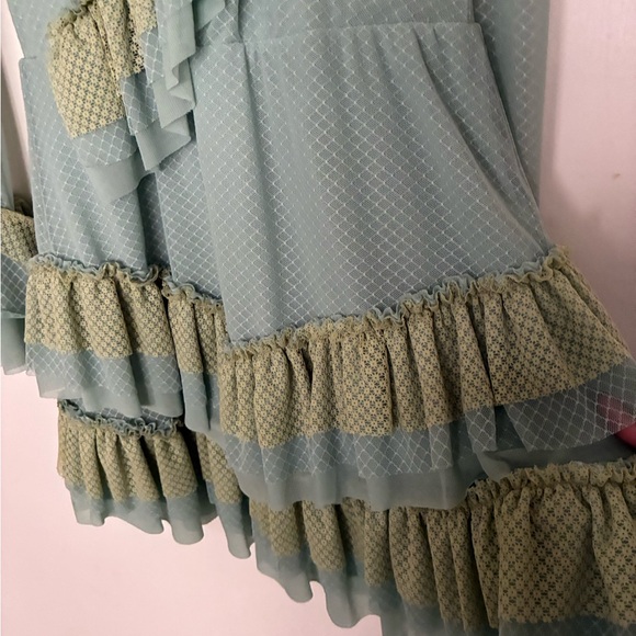 Women's Mint Green Ruffle Midi Dress - Picture 3 of 7